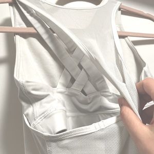White Lululemon top with built in sports bra!